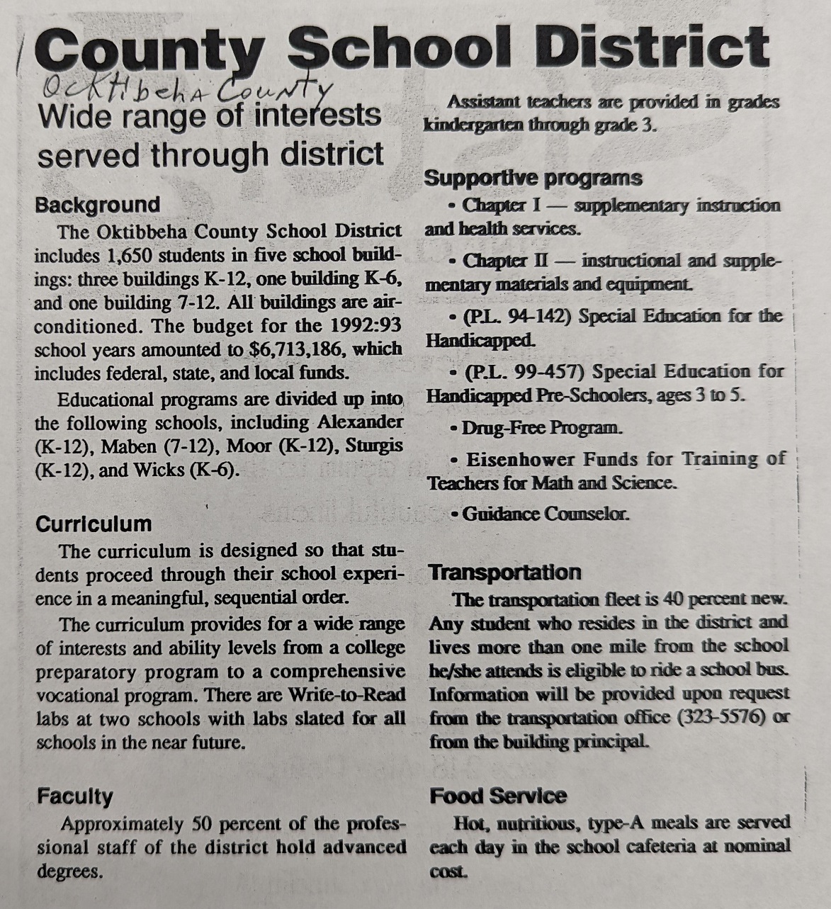 County School District